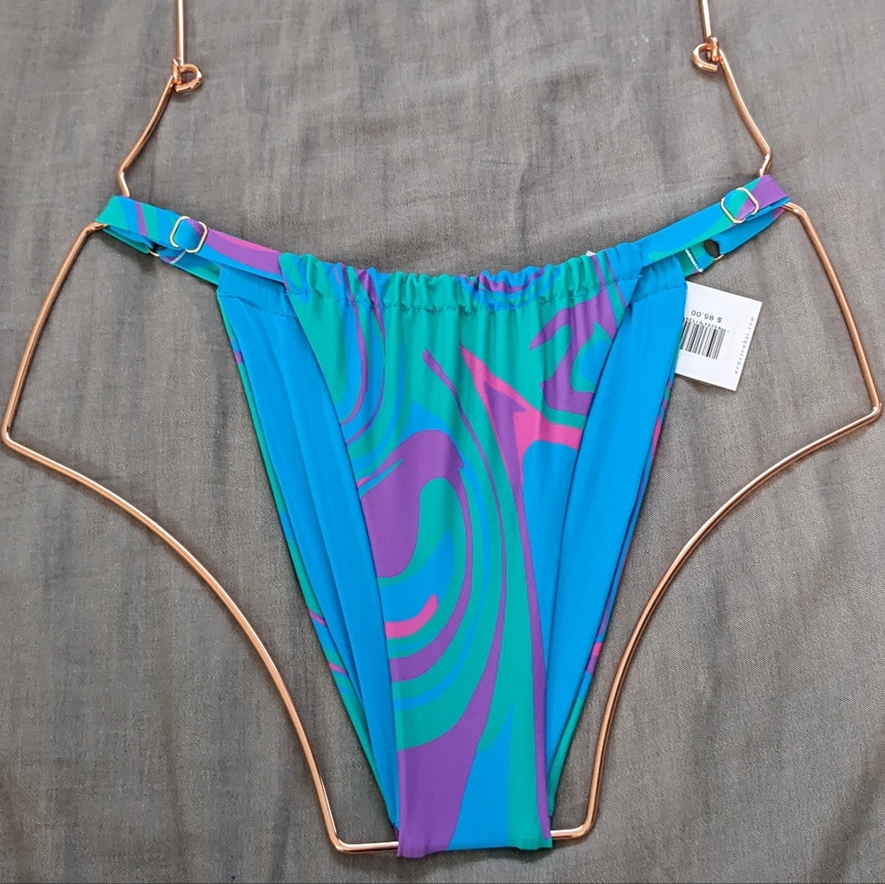 WeWoreWhat Ruched Bikini Bottom Marble